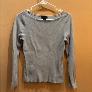 White House Black Market Ribbed Gray Long Sleeve Sweater Size Medium